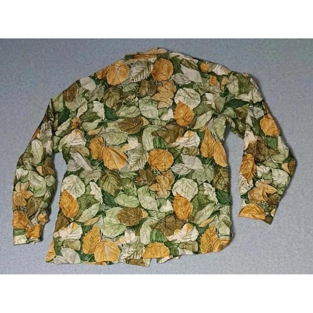 Vintage Stunt Button Up Womens Size Medium 100% silk Fall Leaves Pattern Long... - Picture 12 of 12